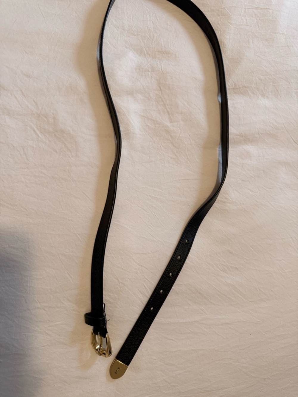 Ralph Lauren Black Leather Belt with Gold-Tone Buckle